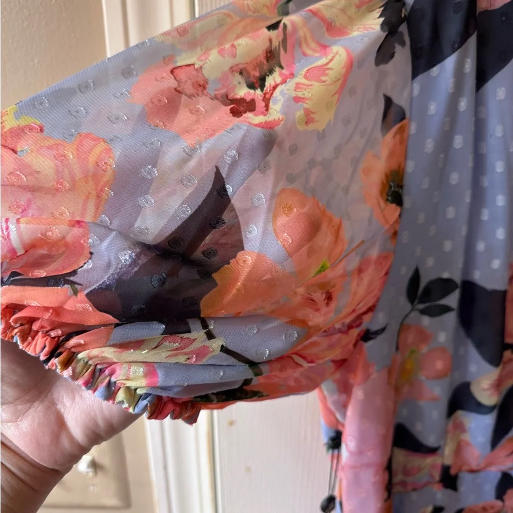 Adrianna Papell Opal Coral Chiffon Dress - Picture 6 of 7